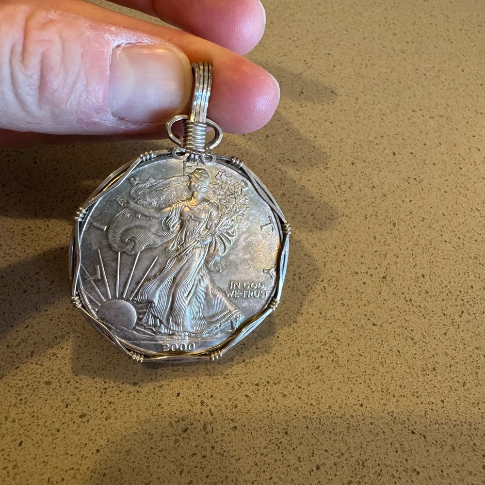 Silver Octagonal Vintage Necklace Pendant